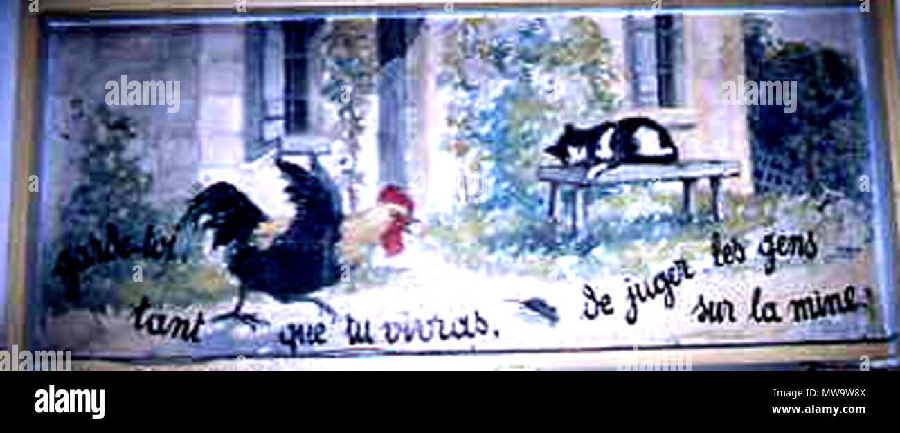 Illustration De La Fable De Jean De La Fontaine Le Cochet Le Chat Et Le Souriceau