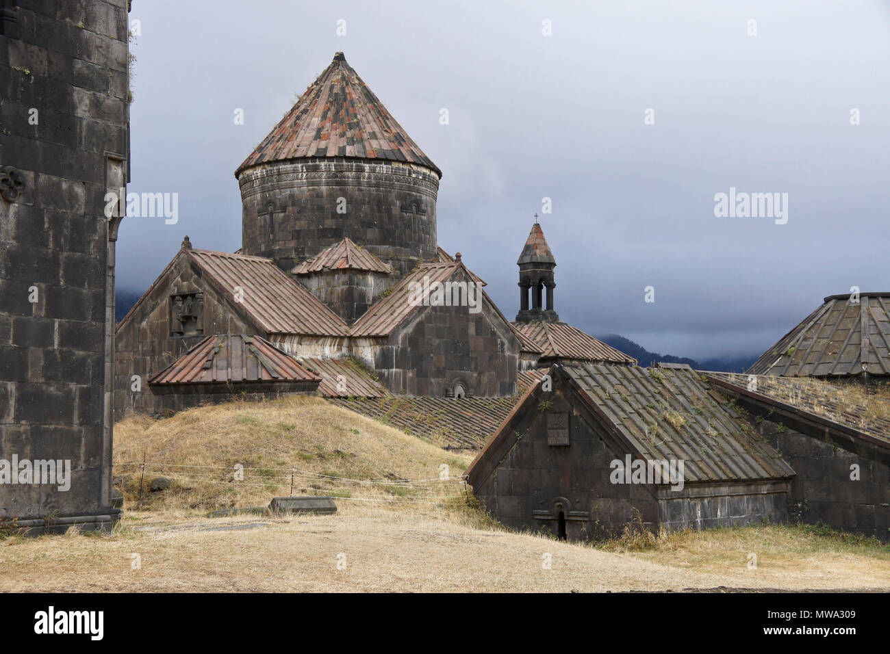 Medieval stone buildings, including the Cathedral of Surb Nishan, comprise the Haghpat Monastery complex, Haghpat, Armenia Stock Photo