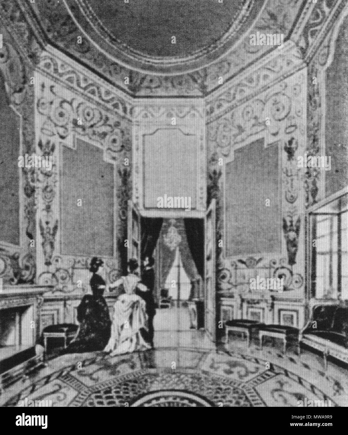 Conference Room at Royal Castle in Warsaw without paintings, robbed by the  Russians, 19th cent. engraving . 19th century. A. Gryglewski, E.  Gorazdowski 140 Conference room without paintings 19th Stock Photo - Alamy