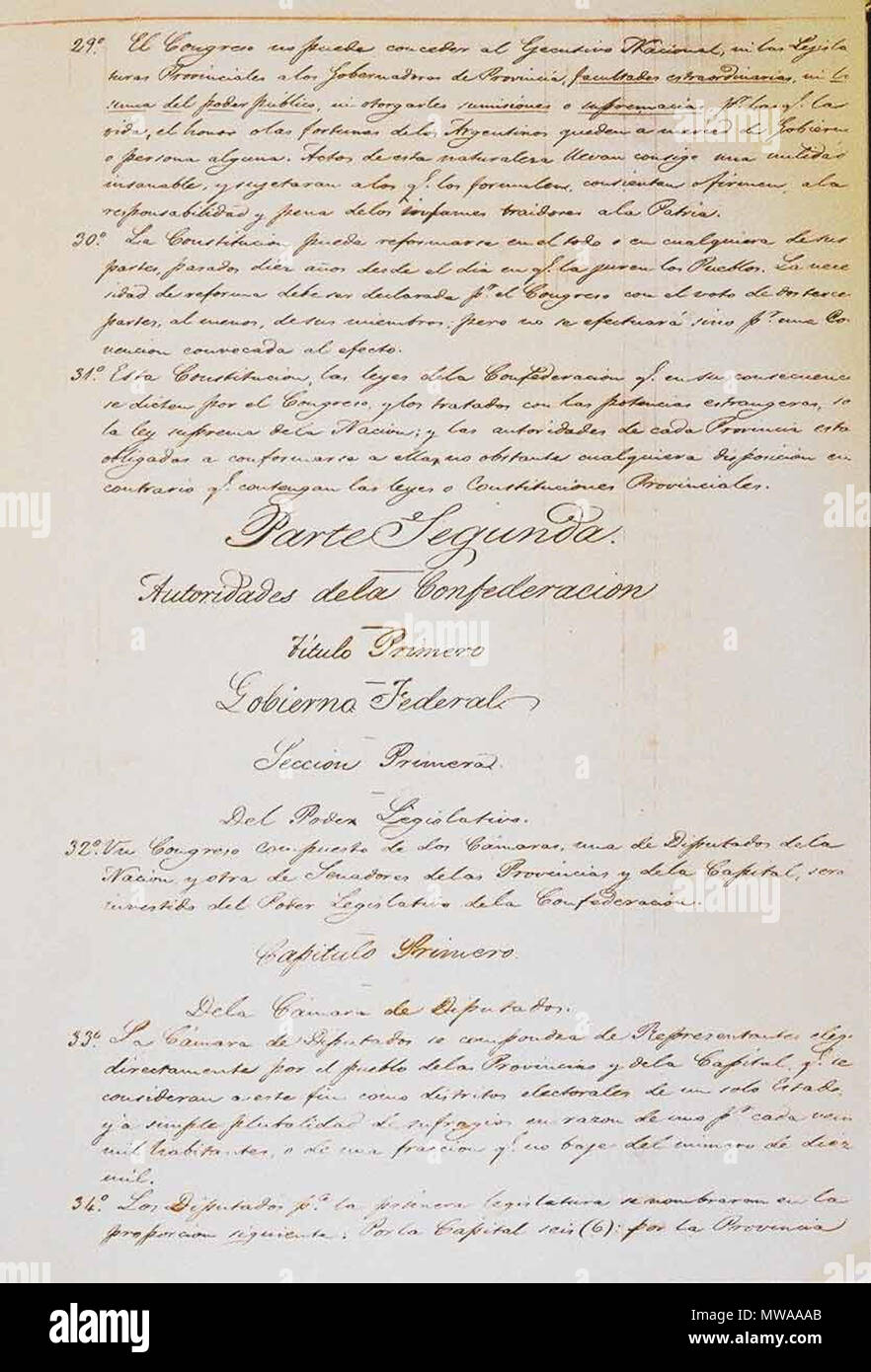 141 Constitución Nacional Argentina 1853 página 5 Stock Photo Alamy