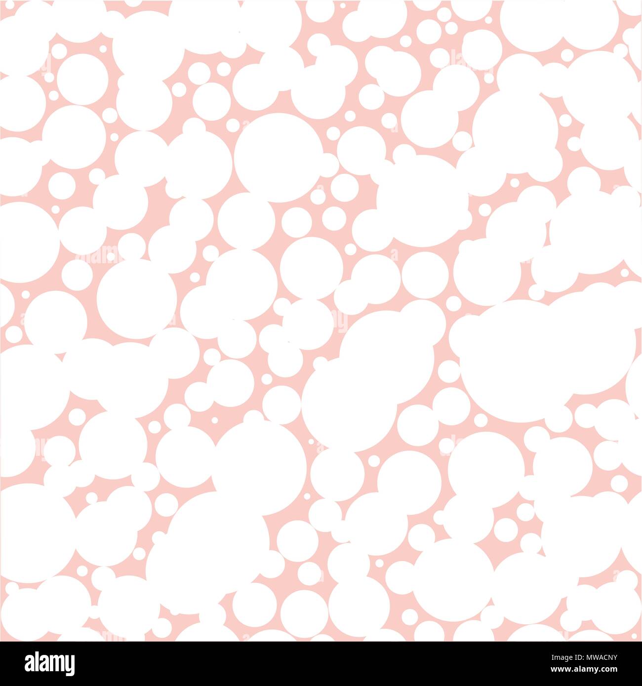 A seamless pattern of qhite circles over a pink background Stock Vector
