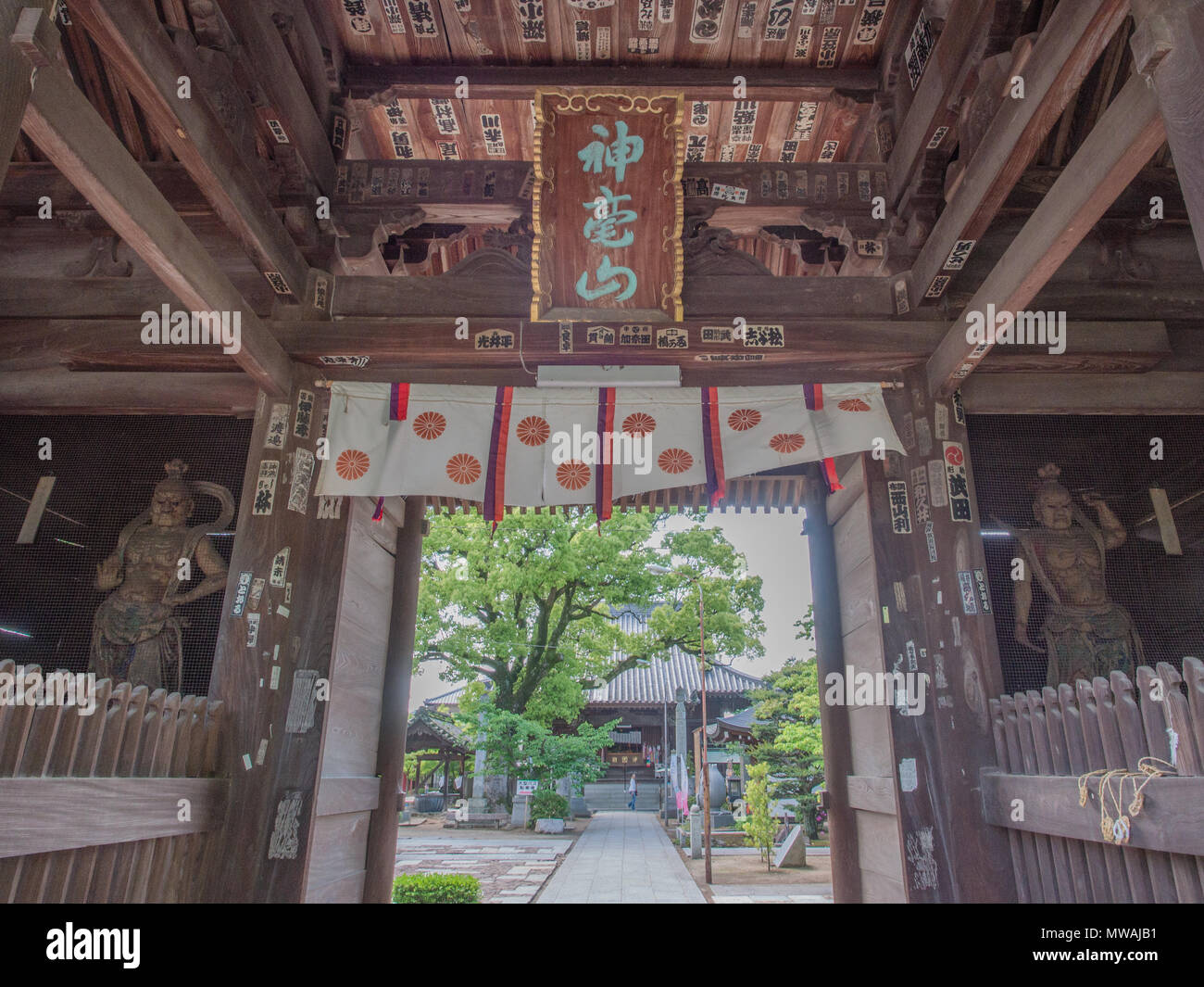 Nio temple guardian statues at a gateway entrance to Ichinomiyaji, temple 83, Shikoku 88 temple