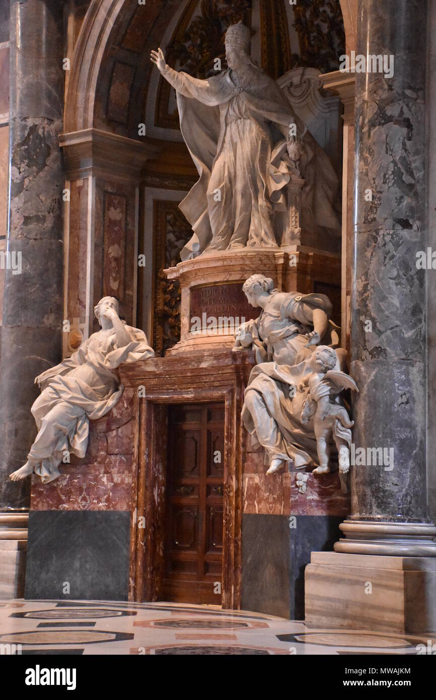 Rome, 18 may 2018  Interior of St. Peter's Basilica in the Vatican. Details of memorial altars. Stock Photo