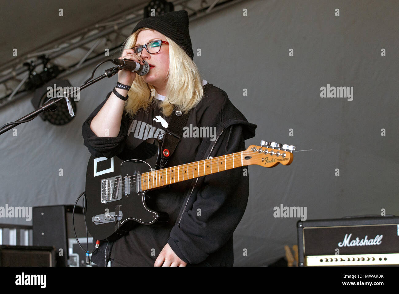 Alie Cotter of Skies performing live at 110 Above Festival in 2016. Skies band, Skies singer, Alie Cotter onstage. Stock Photo