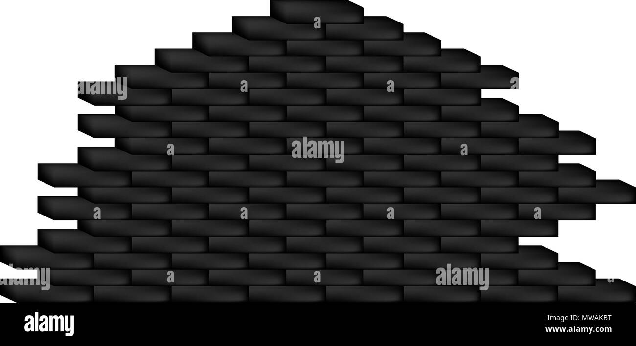 Brick wall in black design on white background Stock Vector