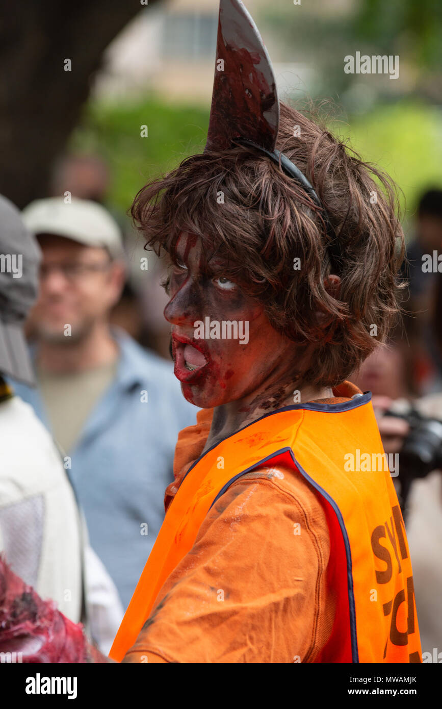 Zombie Walk Sydney Australia, 2 November 2013 : Participants dressed up in costumes and walking as the undead Stock Photo