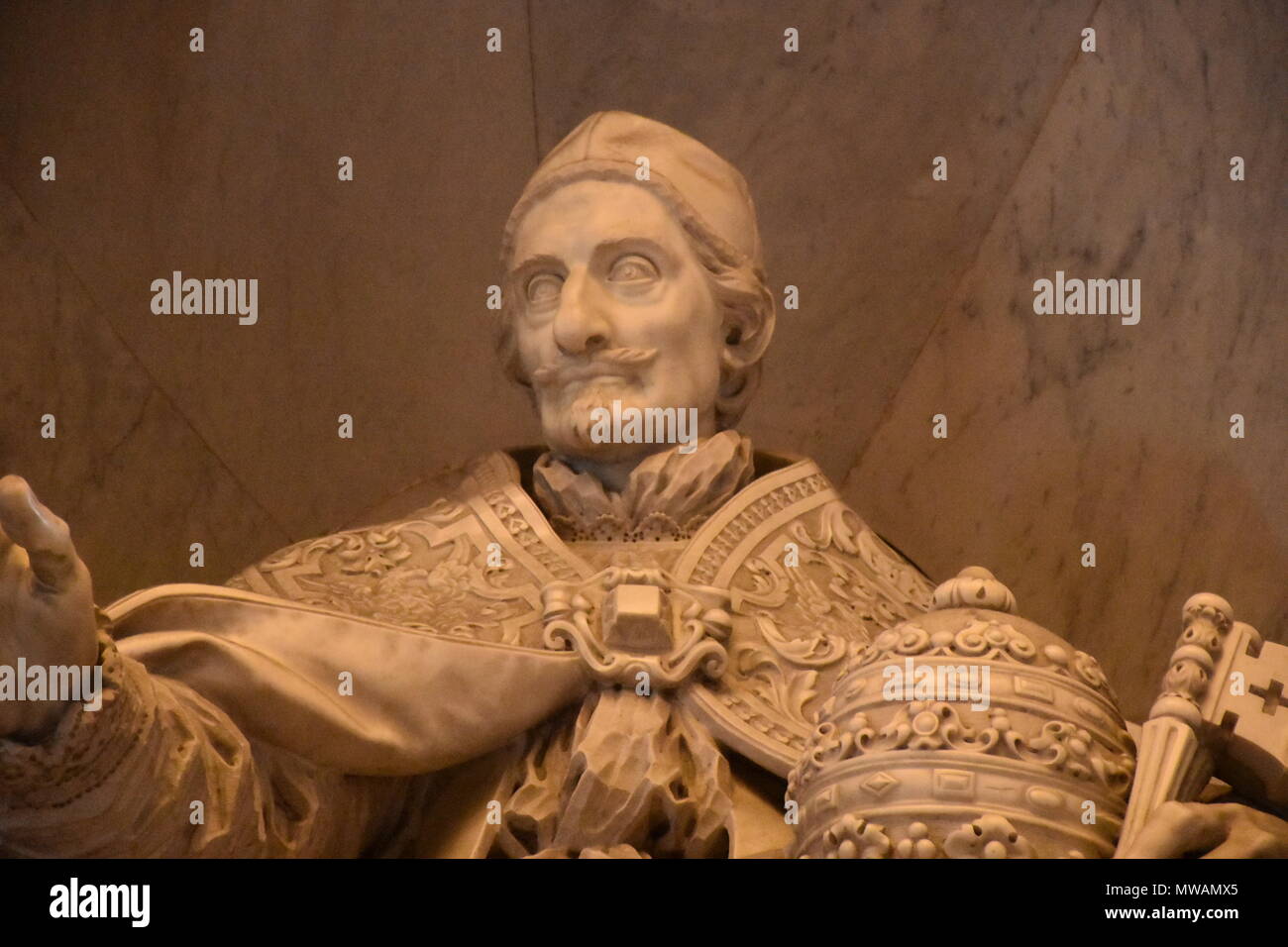 Rome, 18 may 2018  Interior of St. Peter's Basilica in the Vatican. Details of memorial altars. Stock Photo