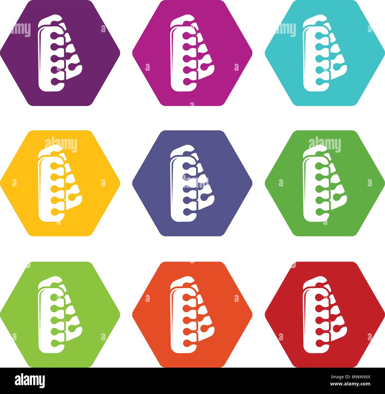 Nail foot tool separator icons set 9 vector Stock Vector