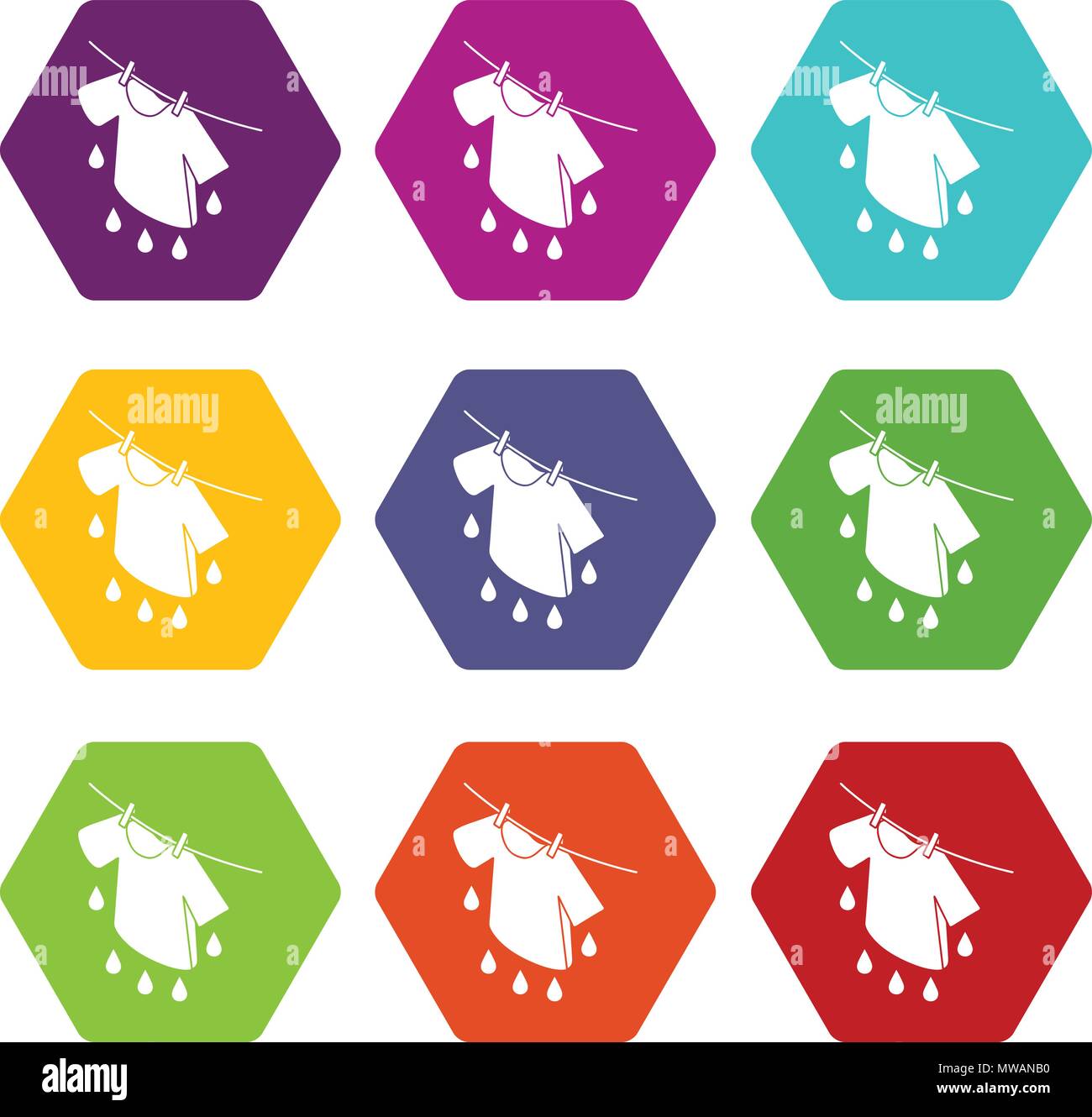 Shirt drying icons set 9 vector Stock Vector