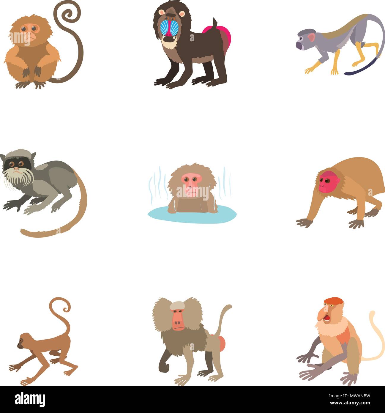 Monkey icons set, cartoon style Stock Vector Image & Art - Alamy