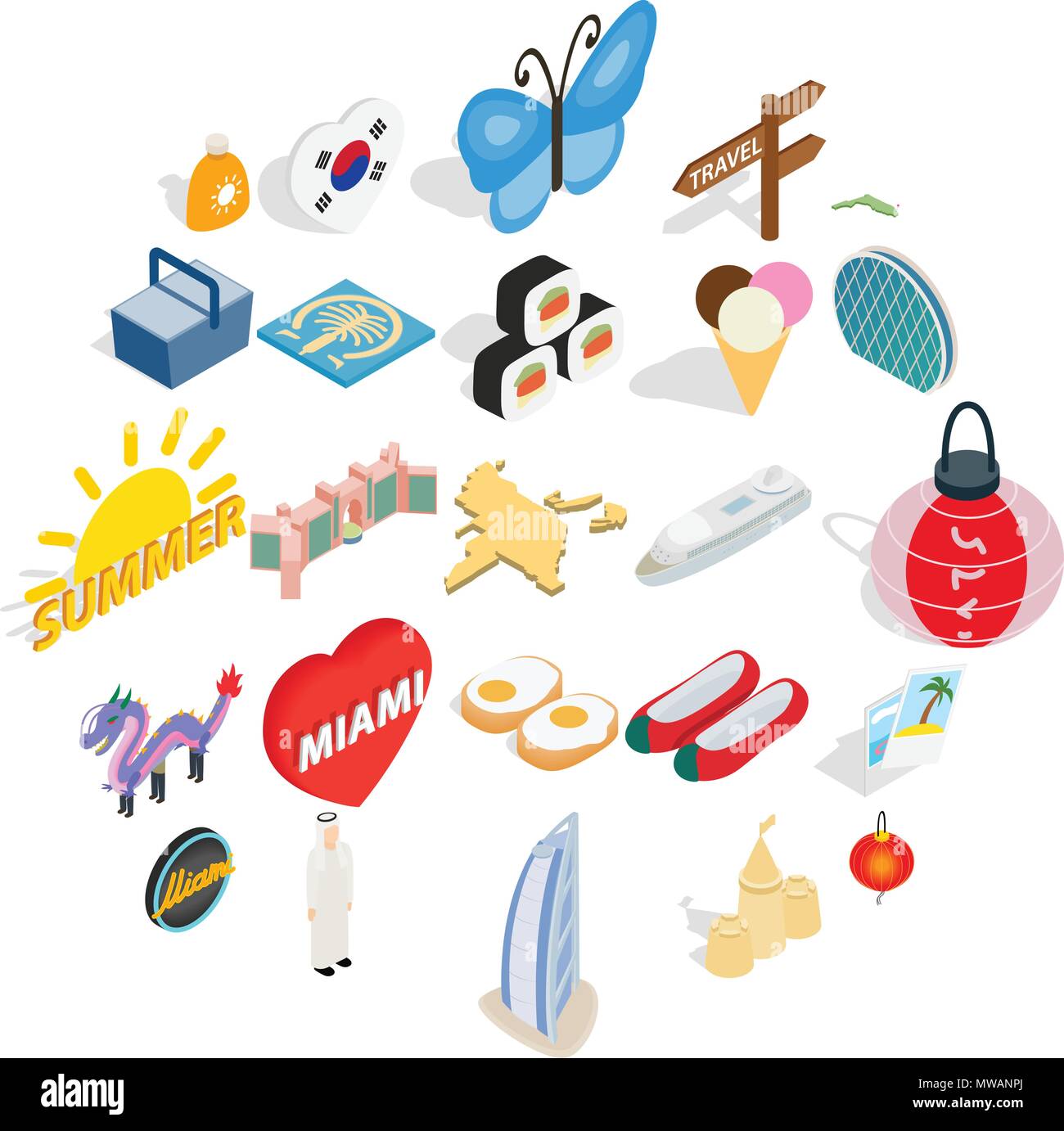 Guesthouse icons set, isometric style Stock Vector