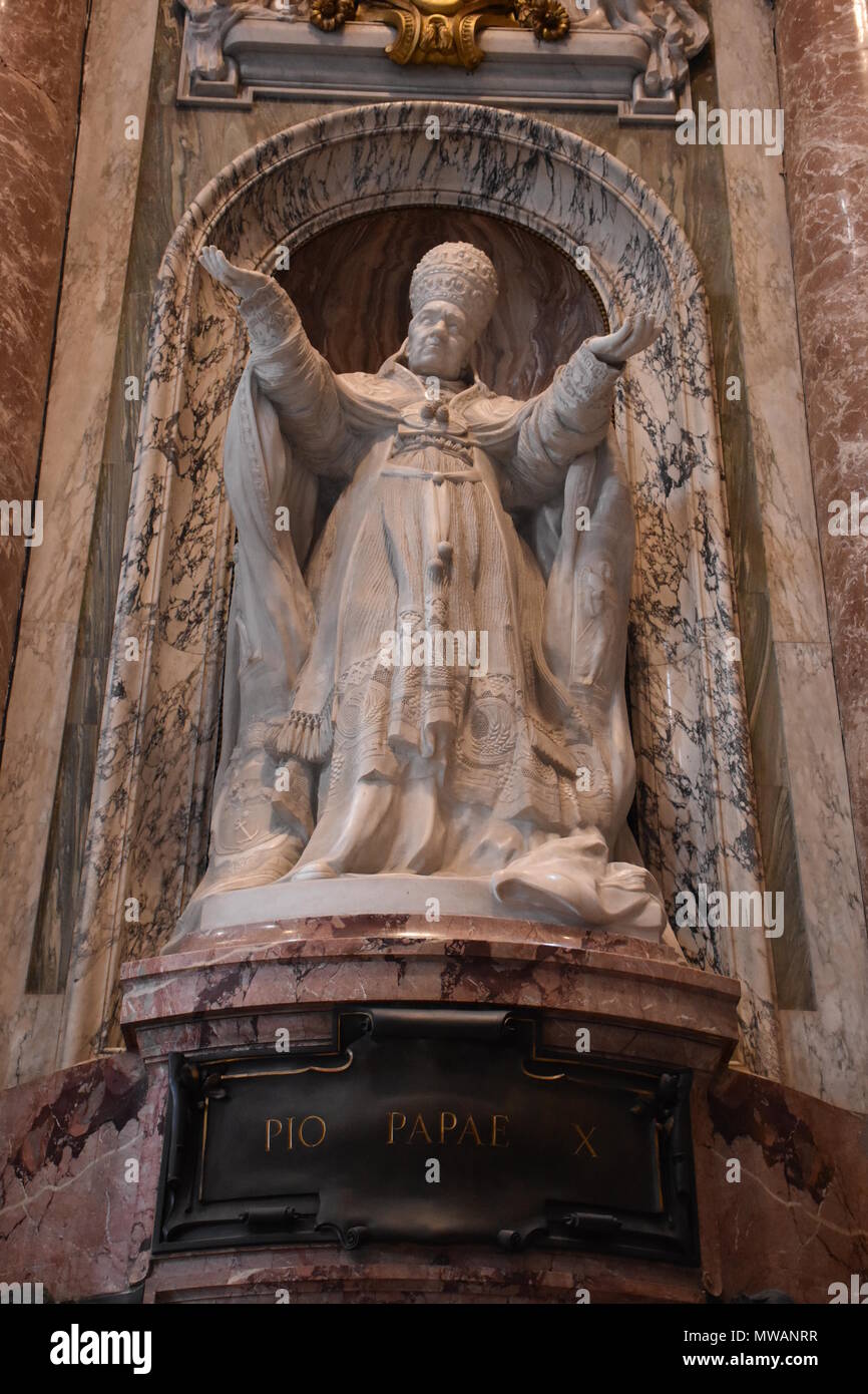 Rome, 18 may 2018  Interior of St. Peter's Basilica in the Vatican. Details of memorial altars. Stock Photo