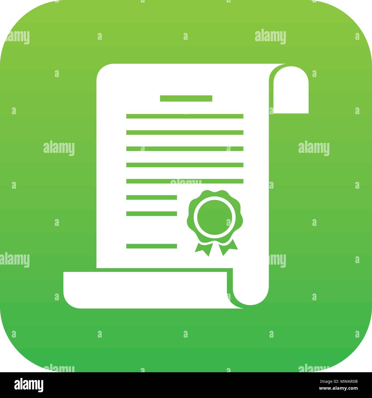 Certificate icon green vector Stock Vector Image & Art - Alamy