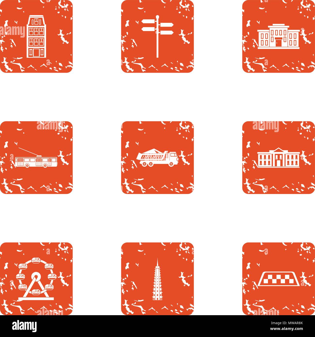 Client service icons set, grunge style Stock Vector