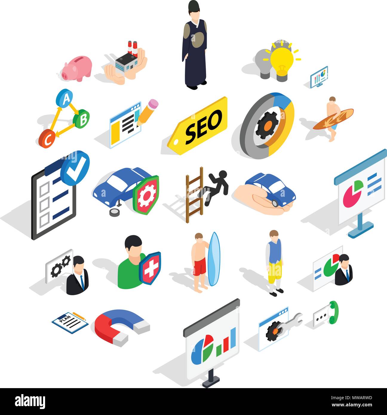 Person icons set, isometric style Stock Vector