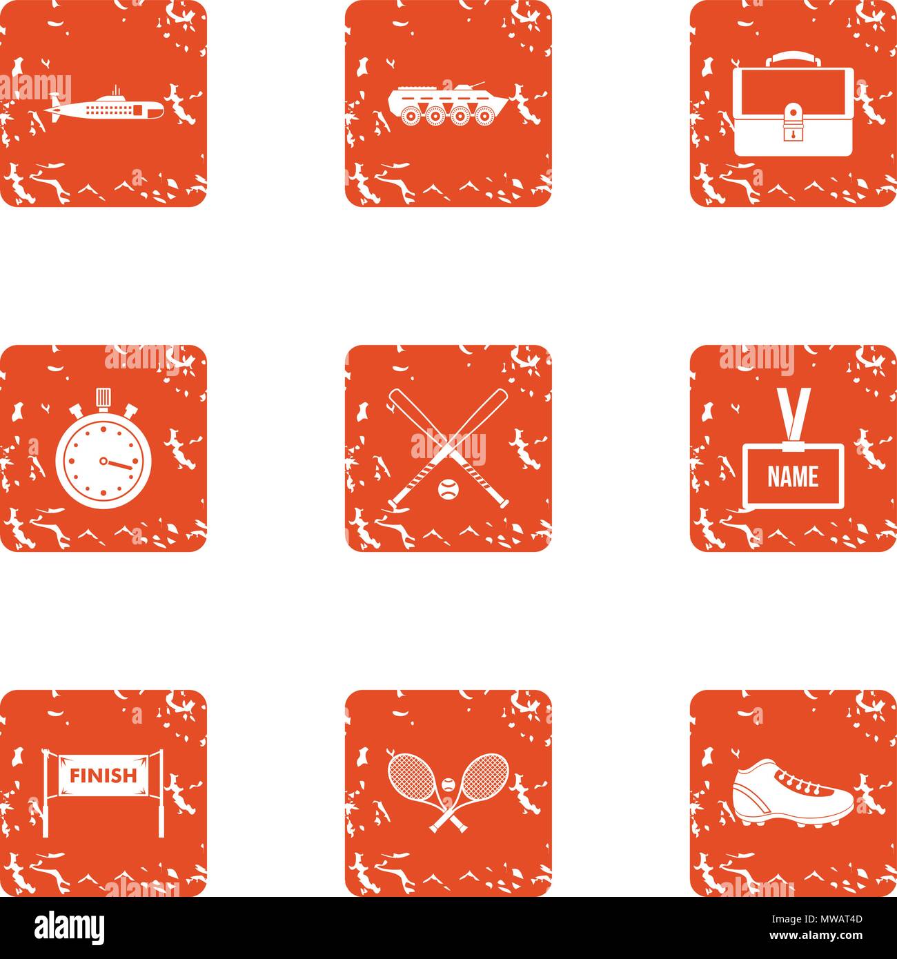 Graduate icons set, grunge style Stock Vector