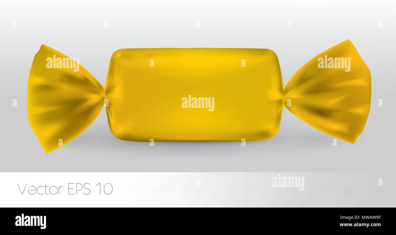 Download Yellow Rectangular Candy Package For New Design Isolation Of The Product On A White Background With Reflections And Soldering Yellow Color Stock Vector Image Art Alamy PSD Mockup Templates