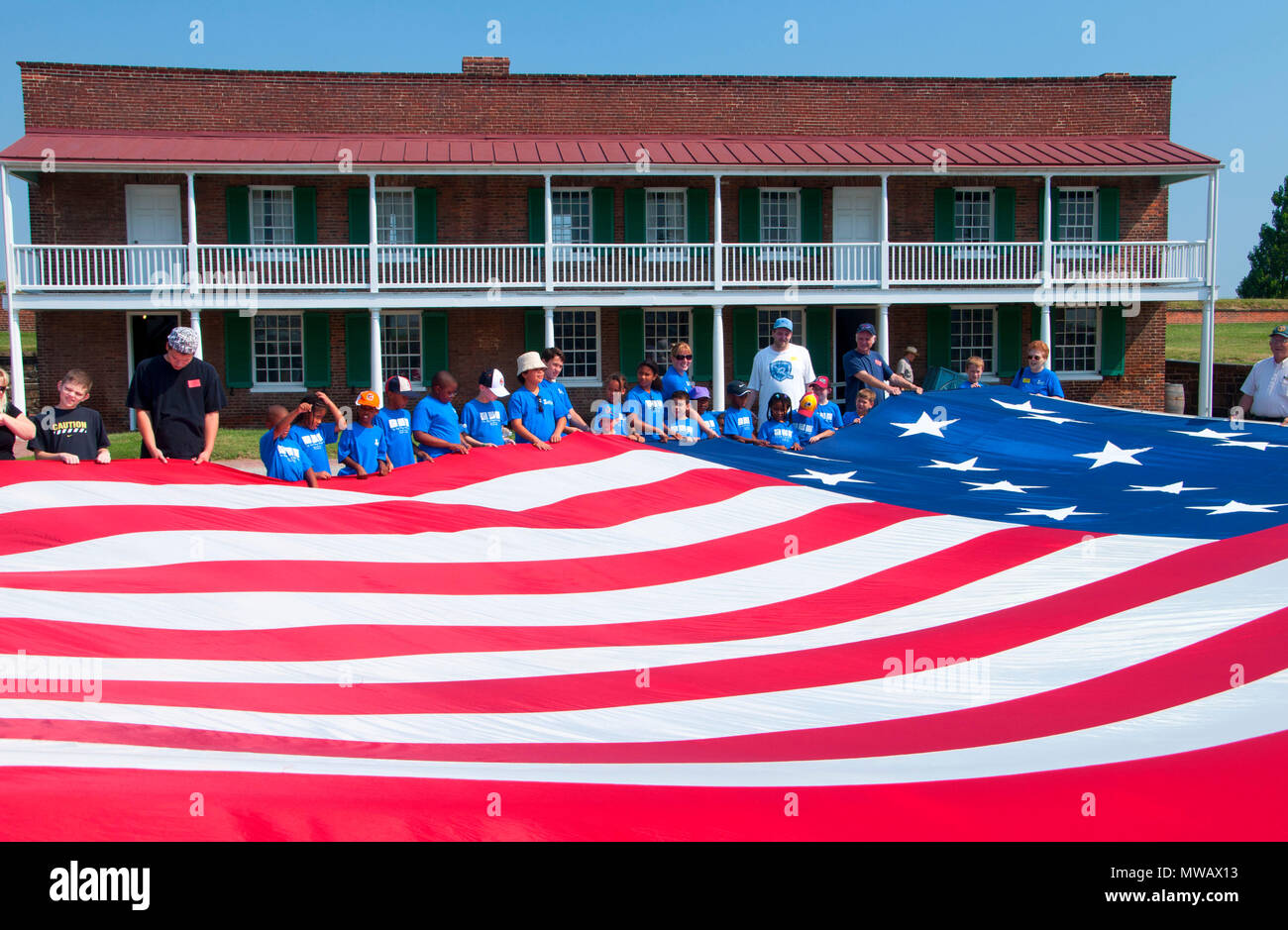 Flag ceremony, Fort McHenry National Monument and Historic Shrine, Maryland Stock Photo