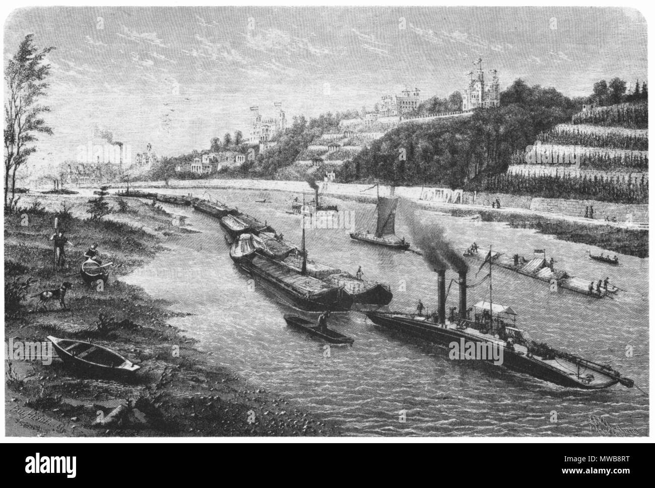 . Kettendampfer auf der Elbe . 1882. Heydel, Paul 154 DD-Kettendampfer Stock Photo