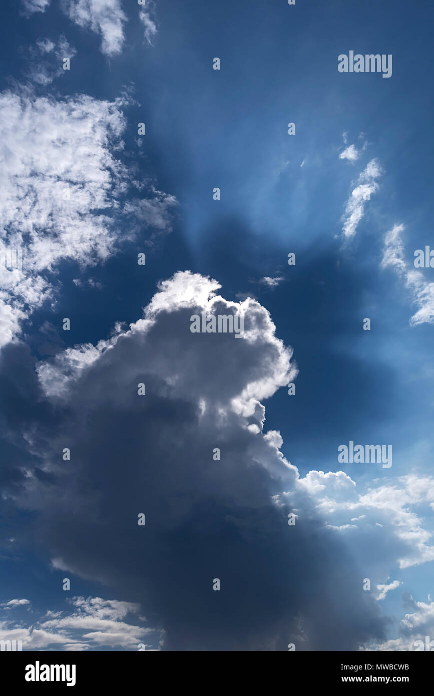 Rain cloud (Nimbostratus) in front of the sun, Bavaria, Germany Stock