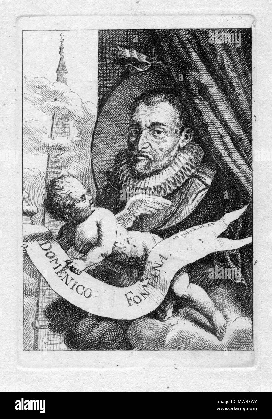 . Français : portrait gravé . Unknown date. Johann Rudolf Schellenberg 166 Domenico Fontana (1543-1607) Stock Photo