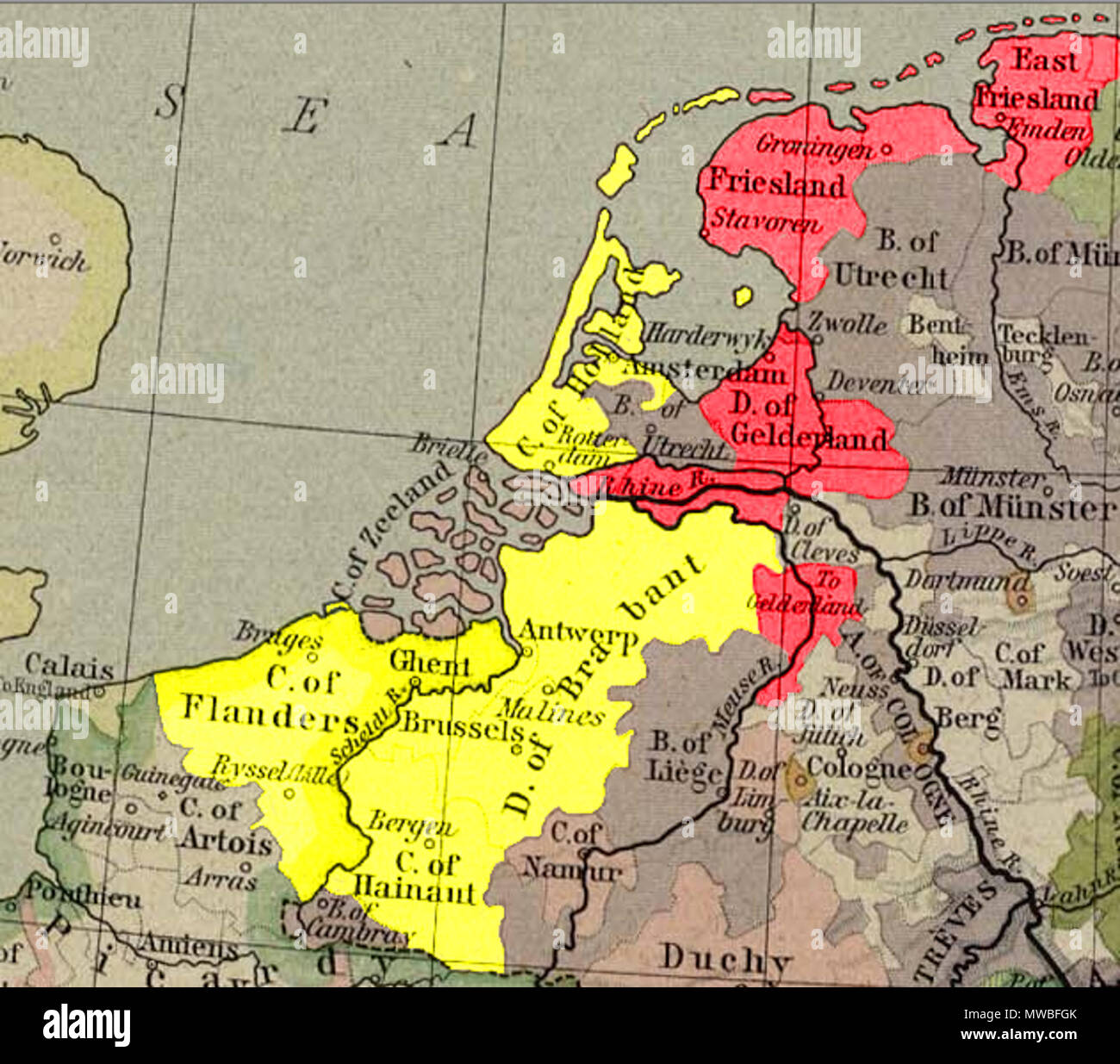 Nederlands: kaart nederland in de tijd van karel van gelre . 17 June 2008 (original upload date) (Original text: 1926). William R. Shepherd, 236 Stock - Alamy