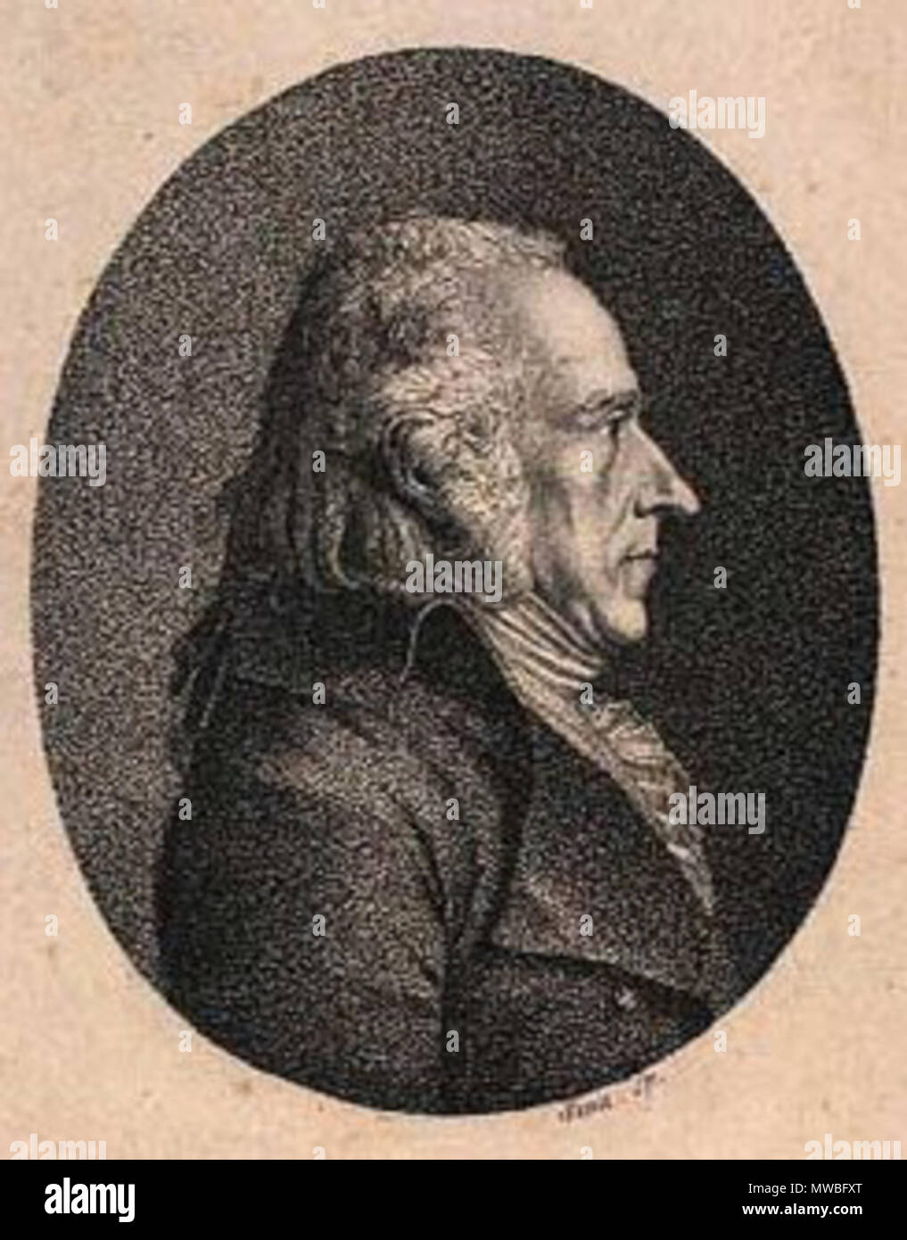 . Dansk: Gerhard Ludvig Lahde (1765-1833), kobberstikker født i Bremen . Unknown date. ? maybe self-portrait 241 Gerhard Ludvig Lahde 1765-1833 Stock Photo