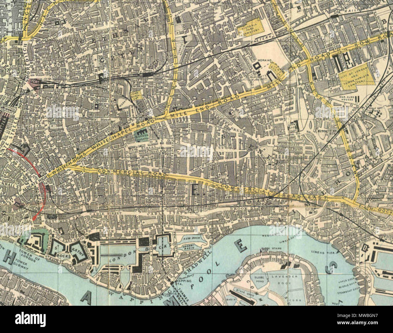 . 1882 Reynolds Map of East London . This file is lacking author information. 176 East End 1882 Reynolds Map Stock Photo