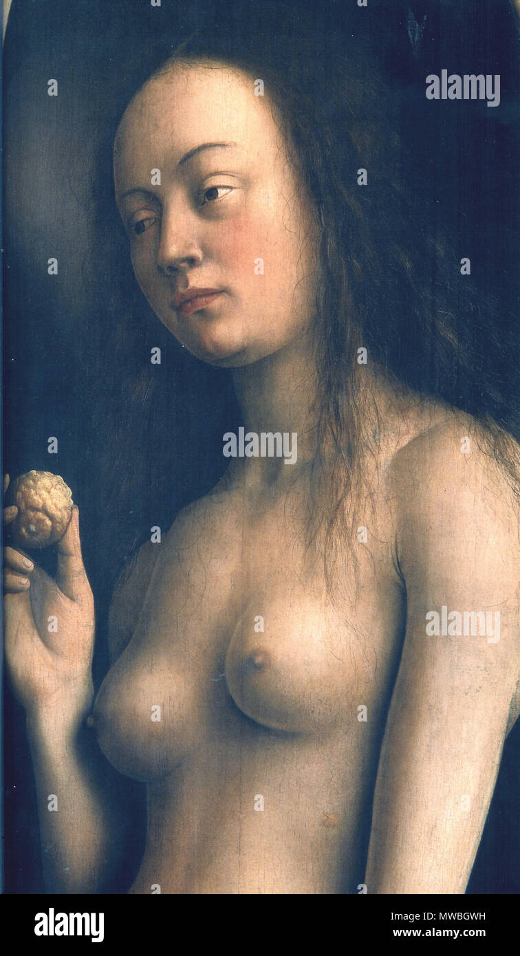 . Jan van Eyck painting 'Ghent Altarpiece', detail: Eve . finished 1432. This file is lacking author information. 242 Ghent Altarpiece A - Eve Stock Photo