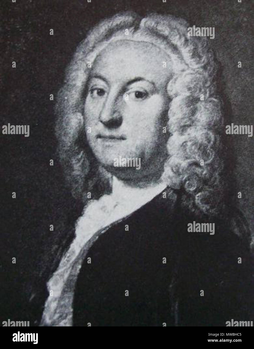 . English: Copy of photo of portrait of Gilbert Walmesley, early friend of w:Samuel Johnson . 1909 / c. 1730s. Author unknown 243 Gilbert Walmesley Stock Photo