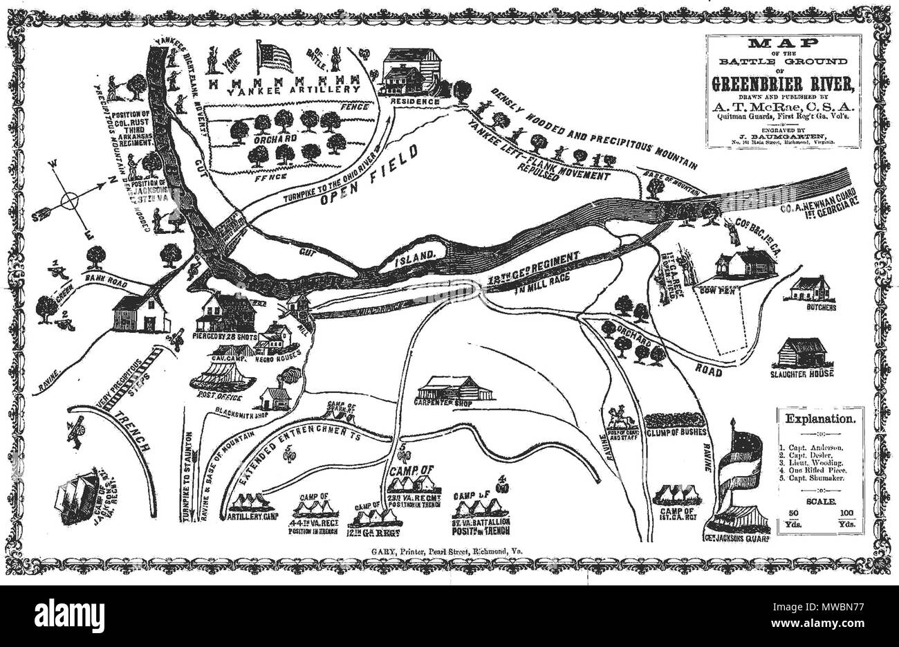 . English Map drawn and published by A.T. McRae, C.S.A., of the Battle