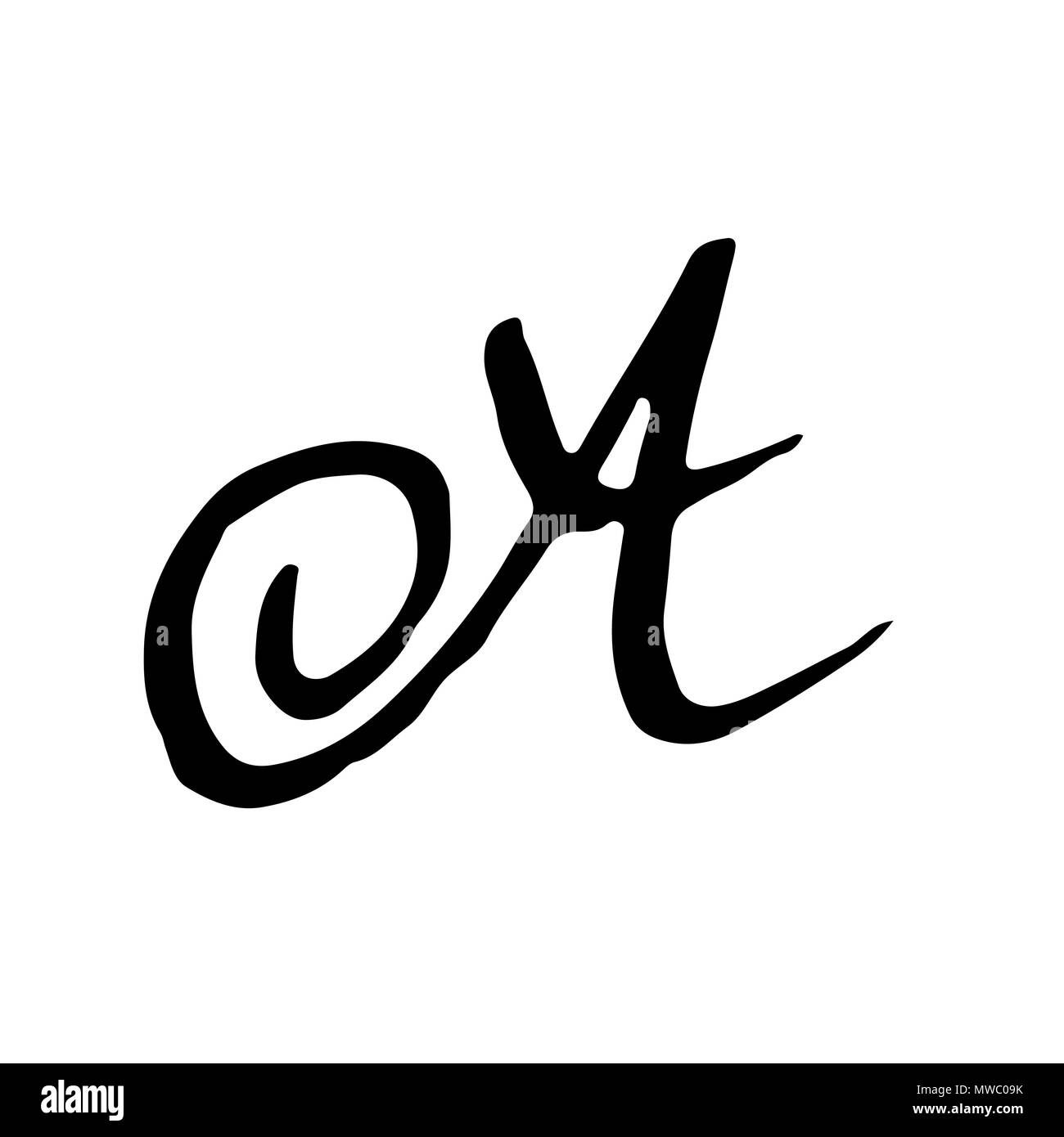 Letter A. Handwritten by dry brush. Rough strokes textured font. Vector ...