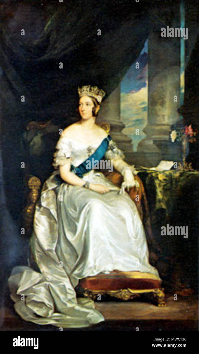 . English: Portrait of Queen Victoria, 1843. Oil on canvas, by Sir Francis Grant. 1843. Sir Francis Grant 252 Grant, Portrait of Queen Victoria Stock Photo