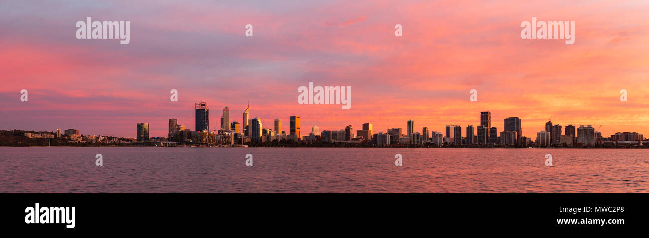 Perth city and the Swan River at sunrise. Perth, Australia Stock Photo