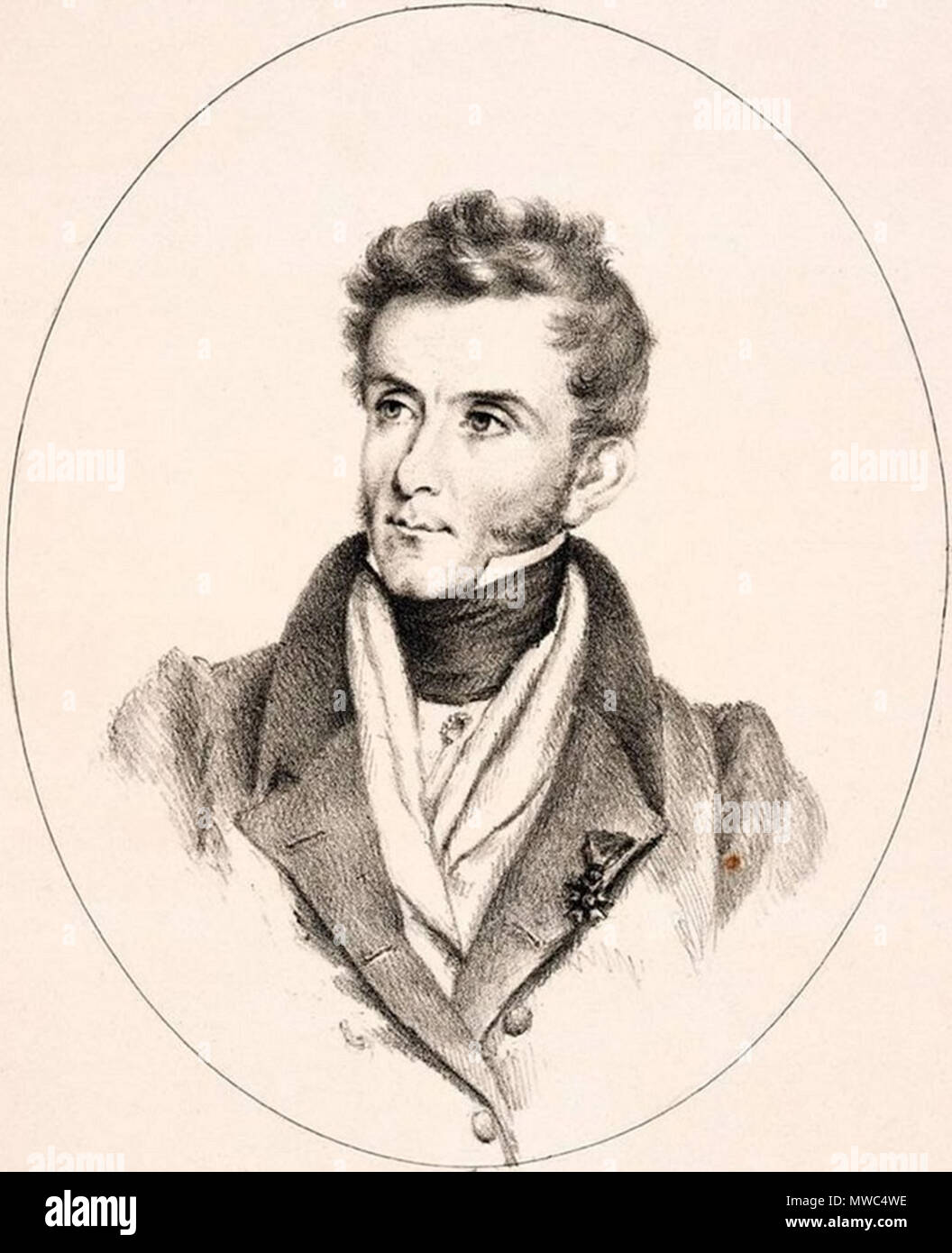 . English: Italian composer Felice Blangini (1781-1841). 1820. Louise Blangini (lithographer) 204 Felice Blangini 1820 Stock Photo