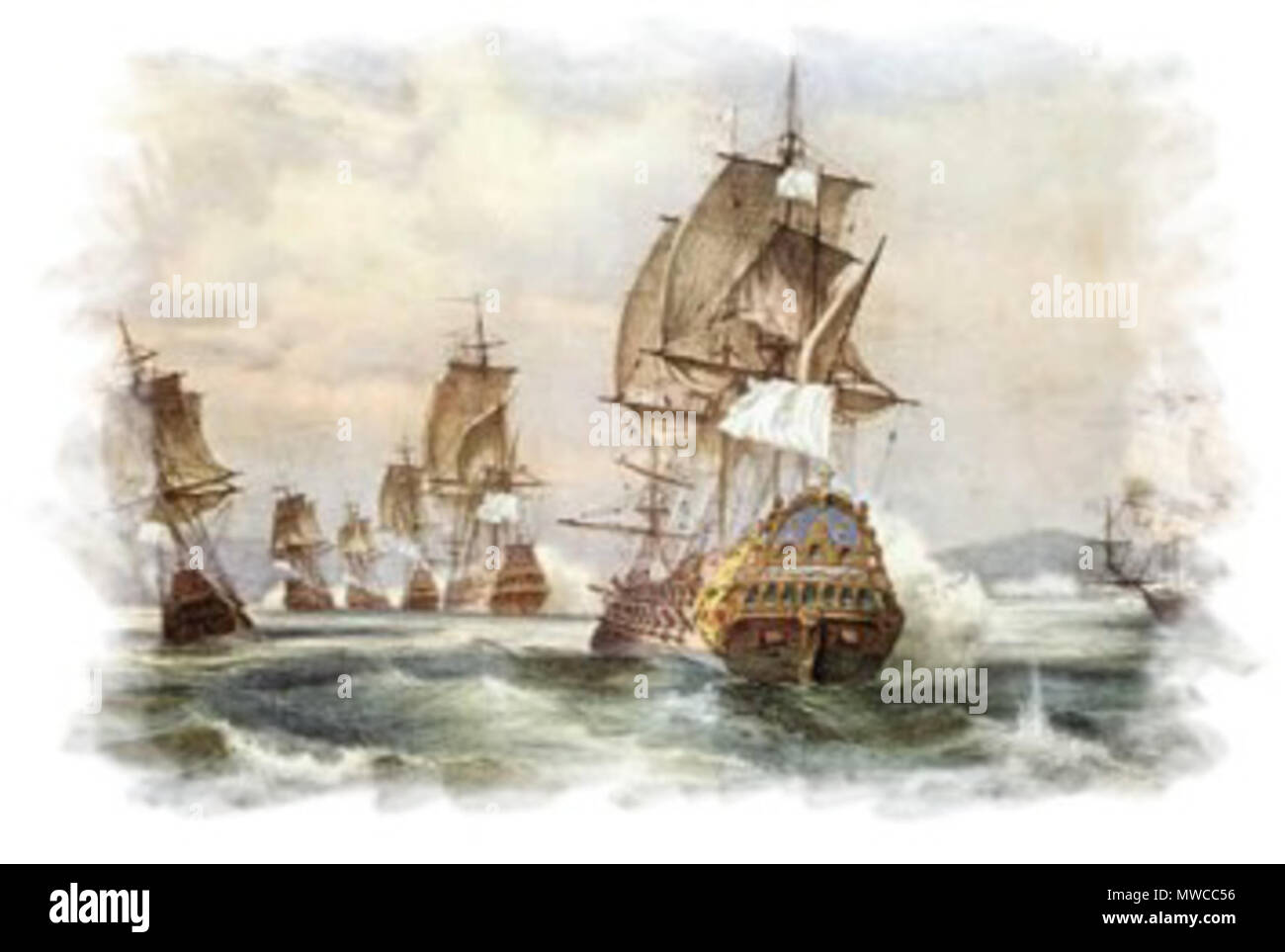 . Français : Escadre de Duguay-Trouin, XVIIIe siècle . 1844. óleo pelo artista Drouet 172 Duguay-Trouin 1711 Stock Photo