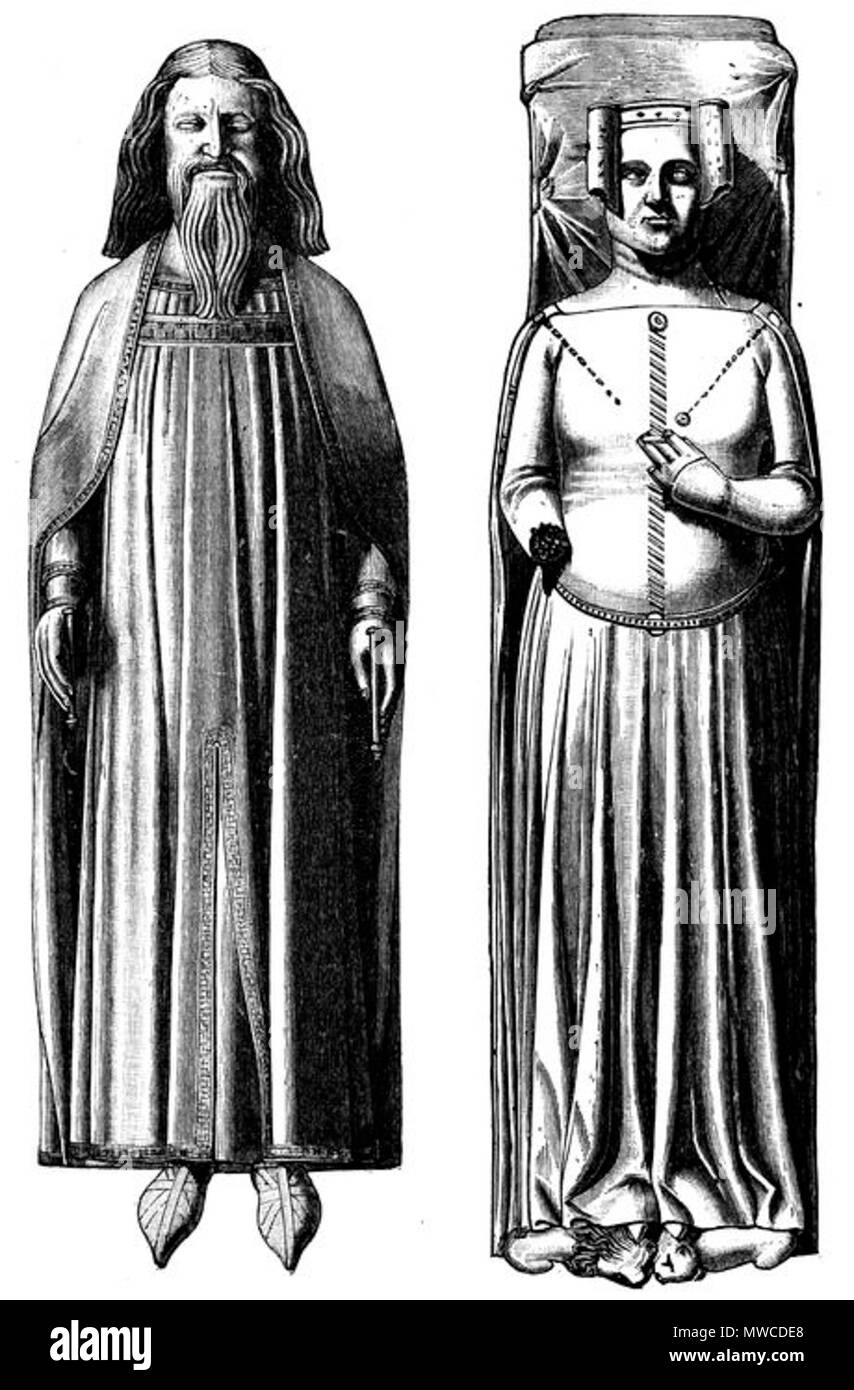 . English: Effigies of Edward III. and Queen Philippa; from their tombs in Westminster Abbey . 1915. HISTORY OF ENGLAND by SAMUEL R. GARDINER 178 EDuard Filpa Stock Photo