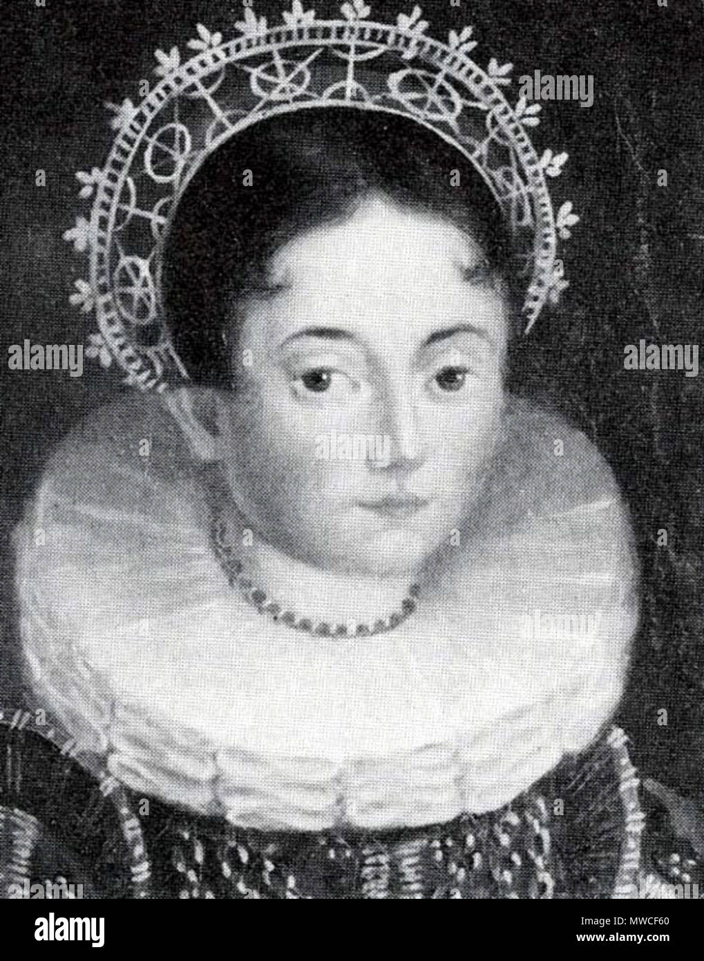 . English: Elizabeth of Mecklenburg (1549-1597), daughter of King Gustav I of Sweden . circa 1580. Unknown contemporary artist 184 Elizabeth of Mecklenburg (1581) c 1580 Stock Photo