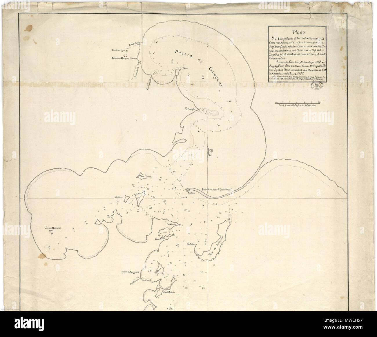 . Español: Mapa de Guaymas en 1795 . 16 October 2015. varios 256 Guaymas 1795 Stock Photo