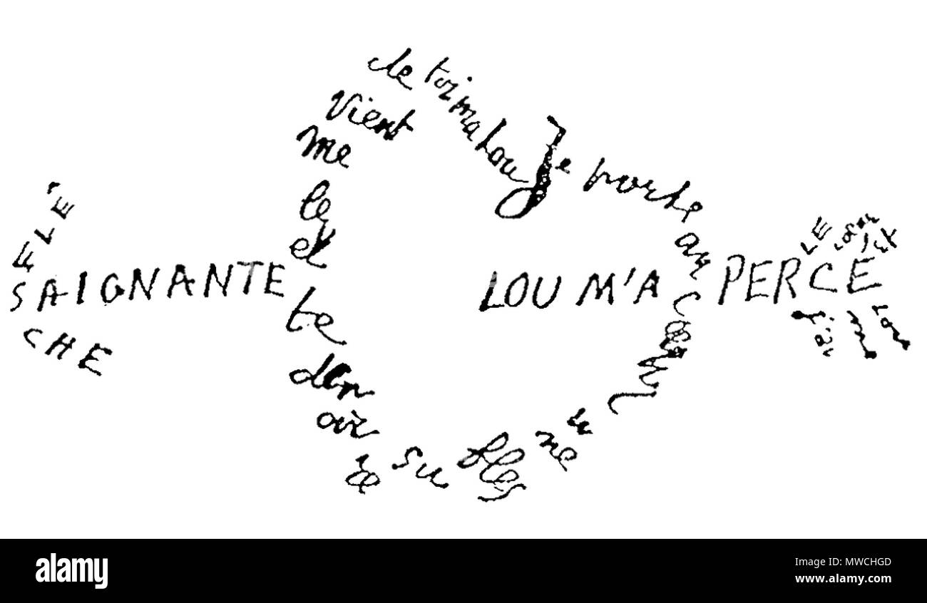 256 Guillaume Apollinaire - Calligramme - Saignante flèche Stock Photo