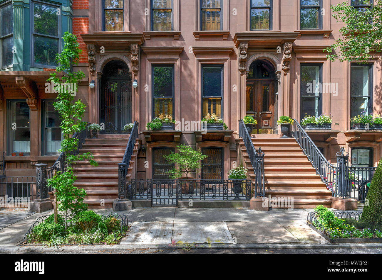 Brownstone building in Brooklyn Heights, Brooklyn, New York City Stock