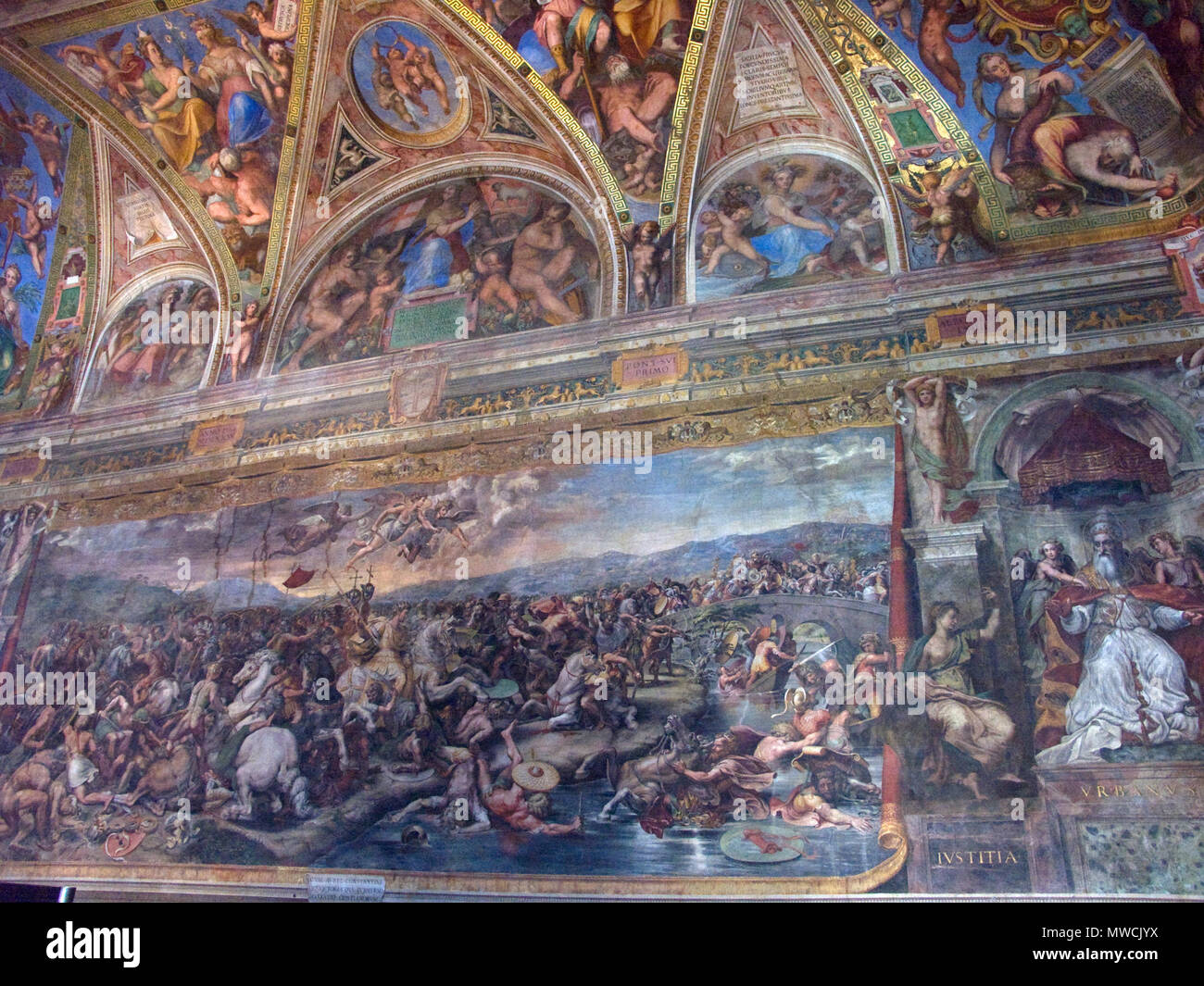 . The Battle of Milvian Bridge  . 1520. Jean-Christophe BENOIST 627 Vatican-Apostolic Palace-Battle of Milvian Bridge Stock Photo