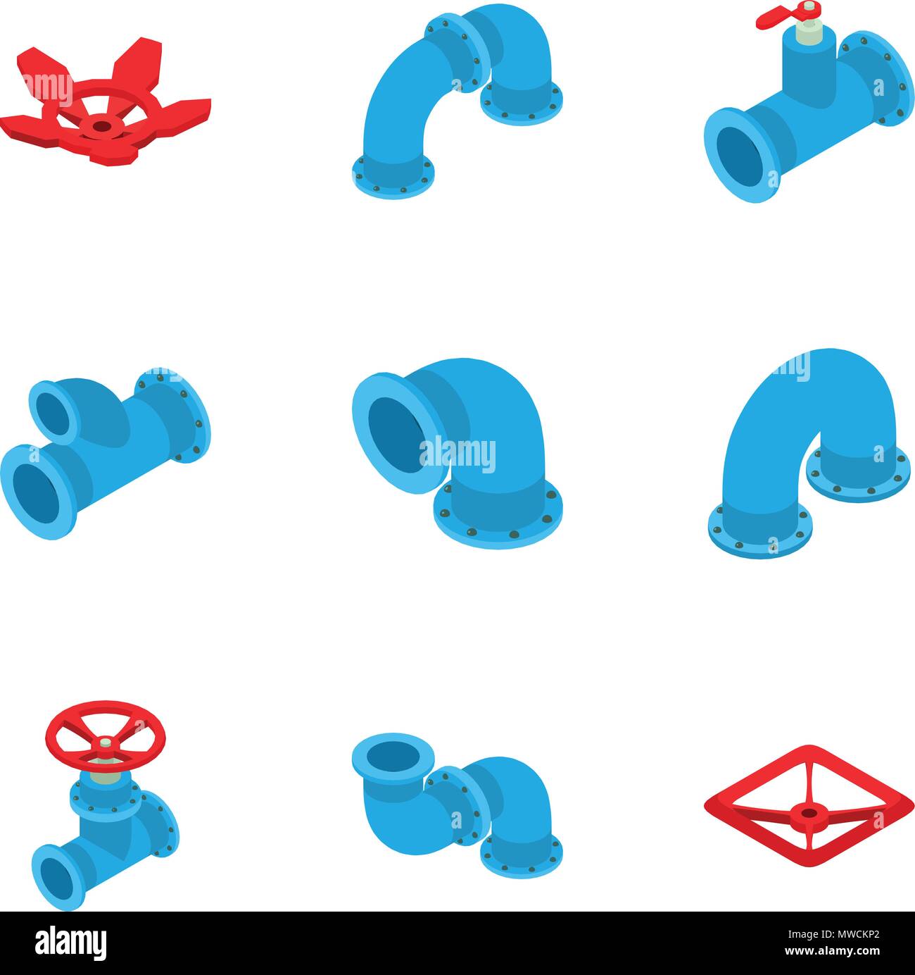 Tube icons set, isometric style Stock Vector