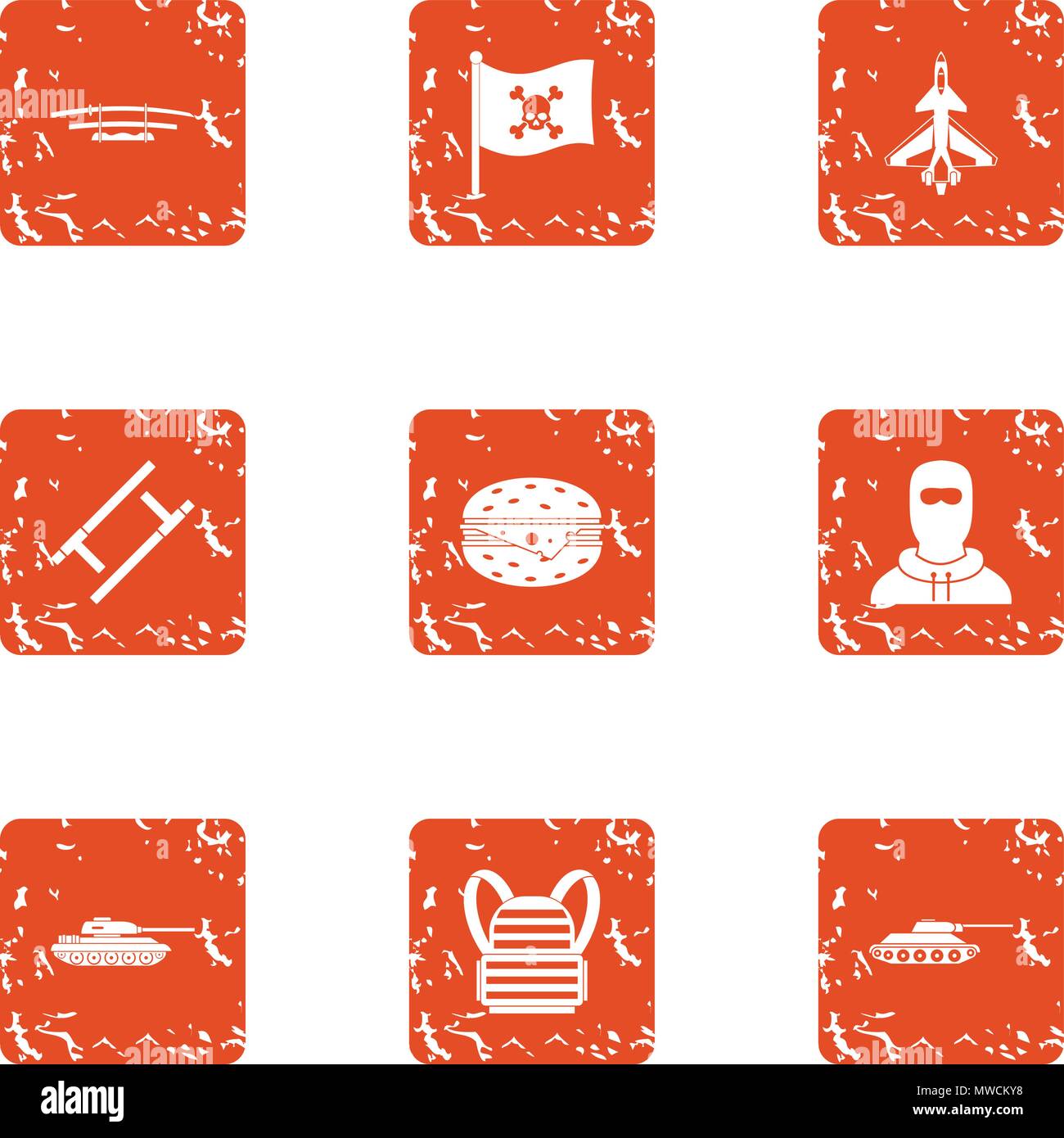 Clash icons set, grunge style Stock Vector