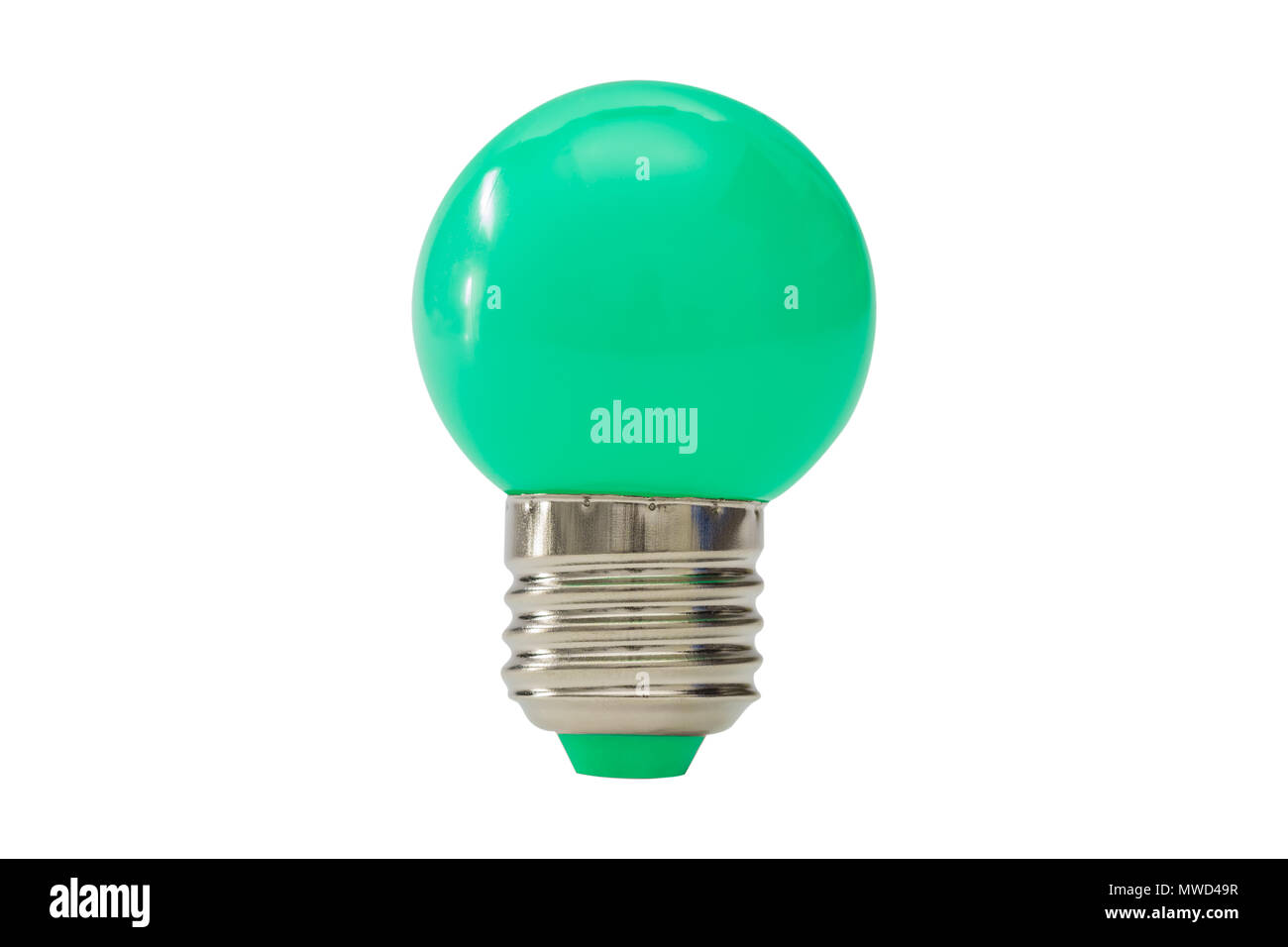 Green light bulb isolated on white background Stock Photo Alamy