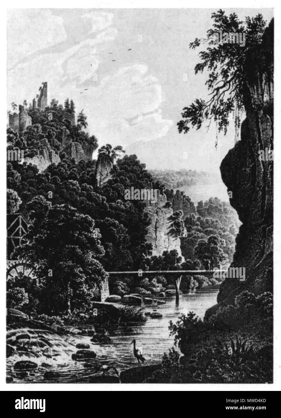 . Gutenburg, Lithographie von Engelmann nach einer Zeichnung von T. M. Ring . Strassbourg 1829. Engelmann 259 Gutenburg19Jh Stock Photo