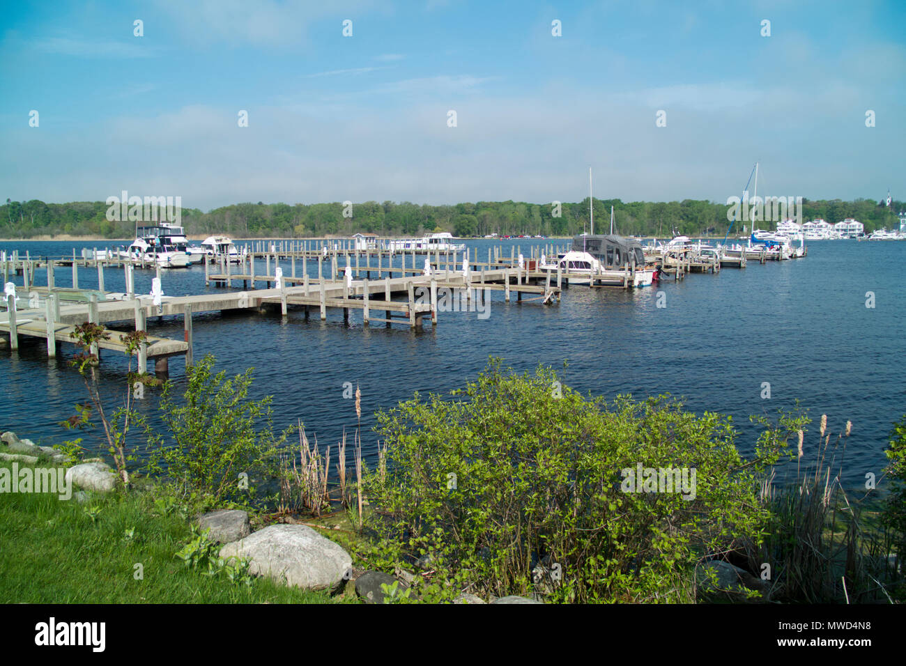 The Whitehall Public Marina at Whitehall, Michigan, USA Stock Photo - Alamy