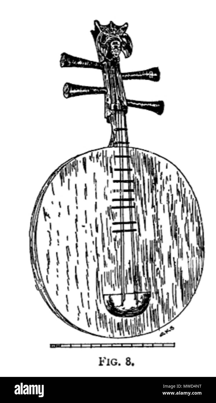 . 'Fig. 8. — Chinese Moon-Guitar or Yueqin.' . 1907. Waldo Selden Pratt 604 THOM Chinese Moon-Guitar Stock Photo