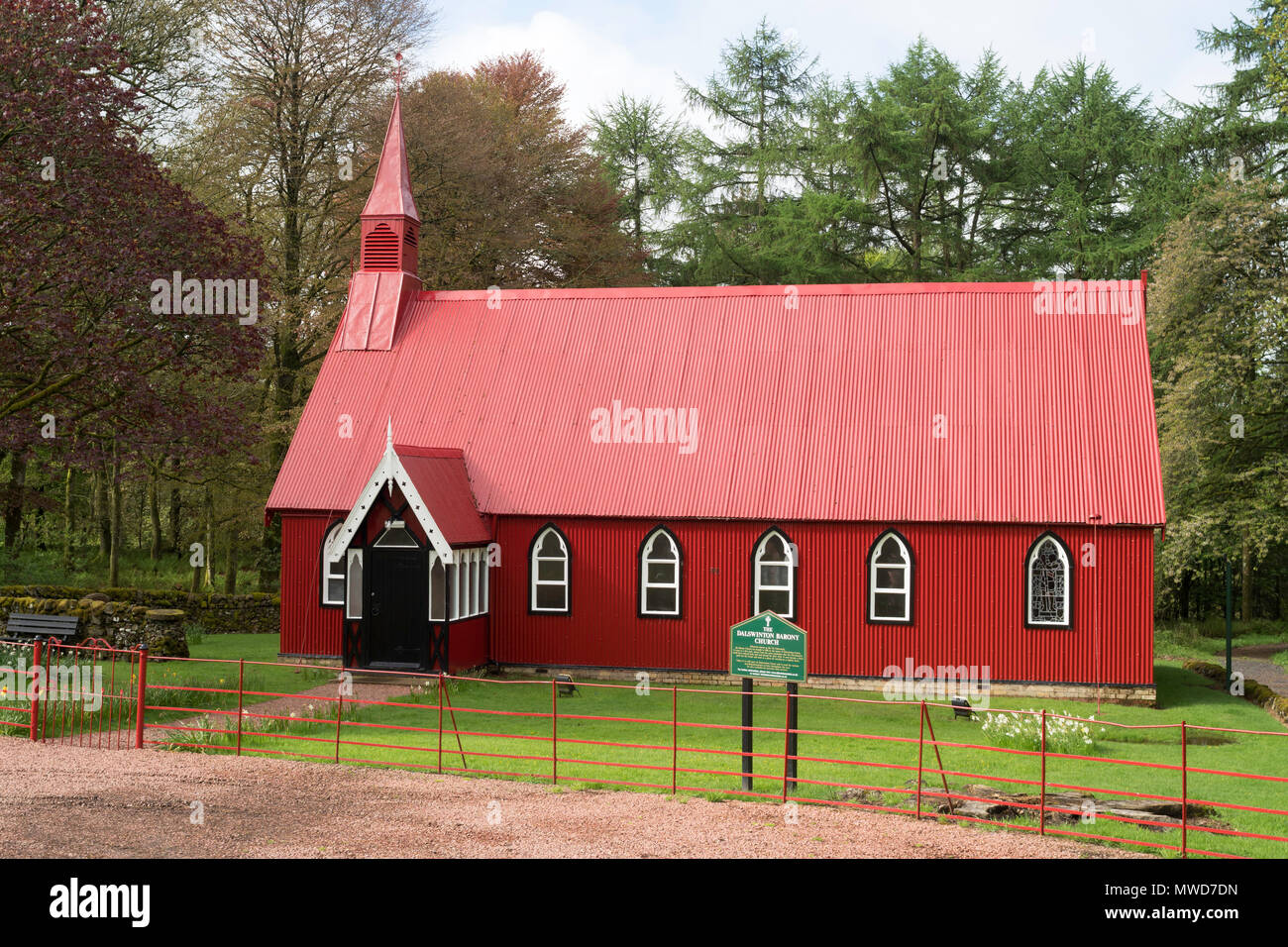 Dalwinton Barony church, a corrugated iron building, the Tin Tabernacle, Dumfries and Galloway, Scotland, Uk Stock Photo