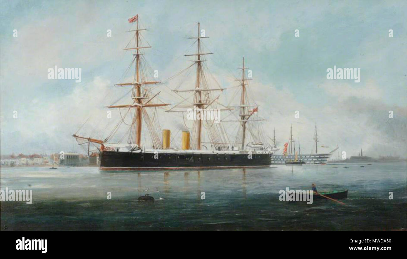 . HMS 'Hercules'  . between 1869 and 1870.    Henry J. Morgan  (1839–1917)    Description painter  Date of birth/death 1839 1917  Authority control  : Q21453346 280 HMS Hercules by Henry Morgan Stock Photo